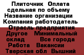 Плиточник. Оплата сдельная по объему › Название организации ­ Компания-работодатель › Отрасль предприятия ­ Другое › Минимальный оклад ­ 1 - Все города Работа » Вакансии   . Тверская обл.,Вышний Волочек г.
